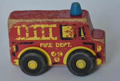 Vintage Montgomery Schoolhouse Wooden Train Toy - Much Loved - Still Rolls • $5