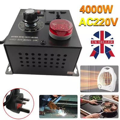 UK AC 220V 4000W Variable Voltage Regulator Speed Motor Fan Control Controller • £13.99