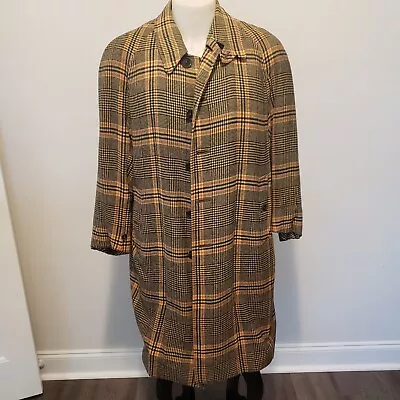 Burberrys Vintage Mens  Irish Tweed 100% Wool Overcoat Coat Size 46R • $325