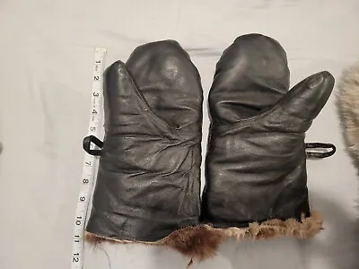 Deer Skin Mittens With Thick And Soft 100% Wool Felt Lining Beaver Fur Cuff • $40