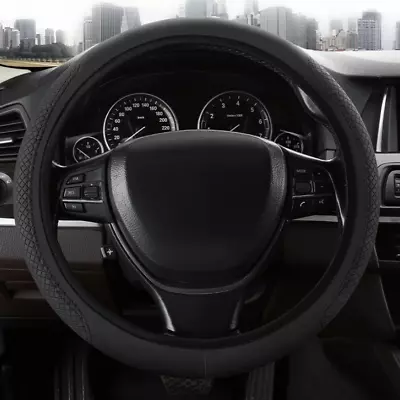 Universal Car Steering Wheel Cover Leather Breathable Anti-slip Black Car Cover • $9.98