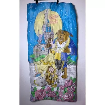 Beauty And The Beast Vintage Disney Sleeping Bag 1990s Kids Childrens Belle VTG • $24.99