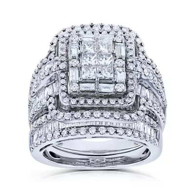 925 Silver Filled Ring Set Fashion Cubic Zircon Women Wedding Jewelry Sz 6-10 • $3.47