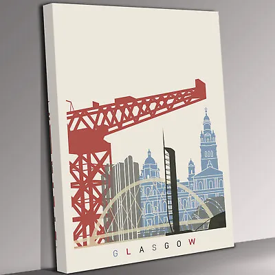 £17.99 • Buy Glasgow Skyline Canvas Wall Art Picture Print