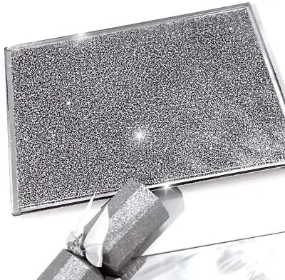 Crushed Diamond Silver Crystal Chopping Board Glass Worktop Saver Bread Board_UK • £30.01