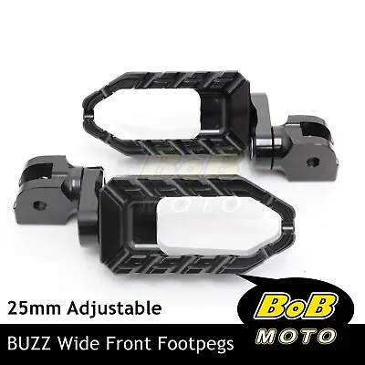 BLACK BUZZ Front Foot Pegs 25mm Lower For Yamaha VMAX 1200 85-07 06 05 04 03 • $60.01