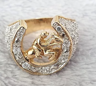 Vintage: Large & Heavy  (17.5g) 9ct Gold Horseshoe Signet Ring- Size Y+ 1/2 • £695