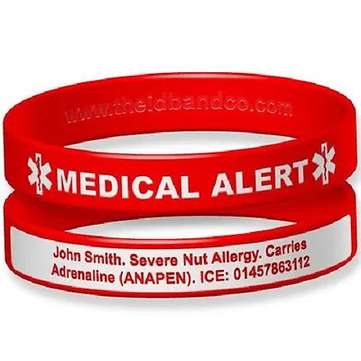 Medical Alert Engraveable Silicone ID Wristband (outside Engraving) • £15.22