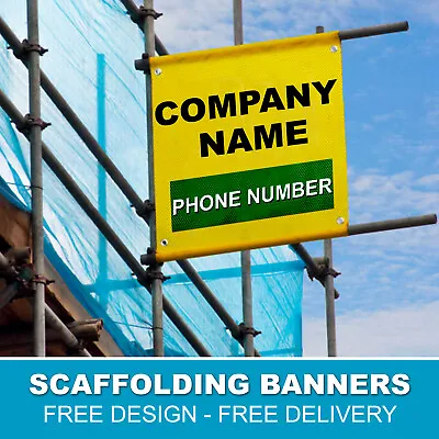 £19.50 • Buy 1000mm X 1000mm SCAFFOLDING BANNERS SIGNS With Pole Hems FREE POSTAGE
