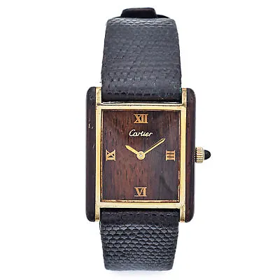 Vintage Cartier Tank Rio Wood Gold Plated Men's Hand Wind Watch • $3495