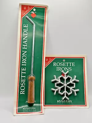 Ursula Rosette Iron Set 2 Handle + Snowflake Iron Holiday USA New Vintage NIB • $19