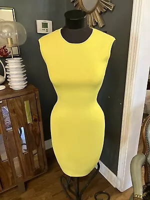 BCBG Maxazria Bright Yellow Body Con Knit My Sleeveless Dress Back Zip XSmall • $9.99