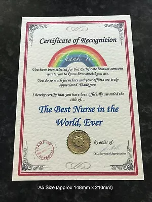 £4 • Buy Thank You Gift:  Heroes  - Key Worker Nurse Doctor Binmen Teacher Police TRG