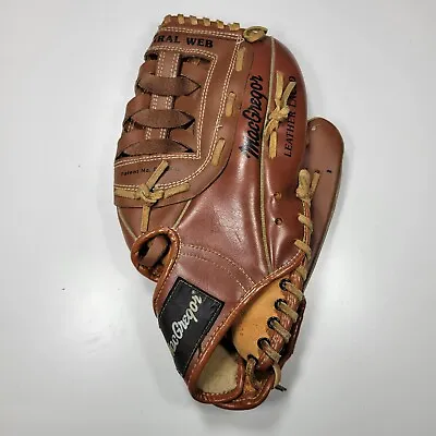 Vintage MacGregor 11  Baseball Glove Leather Spiral Web BBBGVARX *LACING LOOSE • $18.99