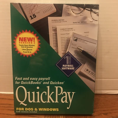 $30 • Buy Vintage Intuit Quickpay For DOS & Windows Both Versions Included 1993 Unopened