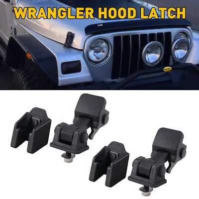 Strong Hood Lock Pins Latch Hood Latches Kit Catch Fit Jeep Wrangler TJ 1997-06 • $16.99