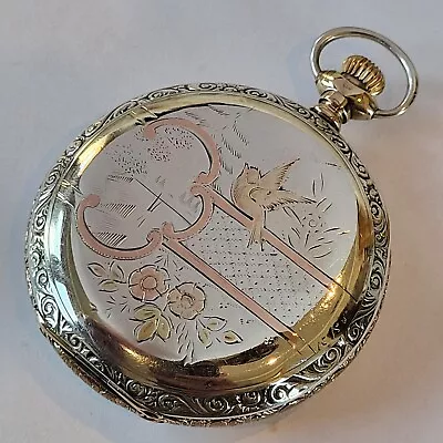 P18 Magnificent Multicolor Gold & Silver 1896 Waltham Hunting Pocket Watch! • $222.50