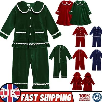 Kids Baby Girl Boy Christmas Pyjamas Velvet Nightgown Bathrobes Tops Sleepwear • £20.82
