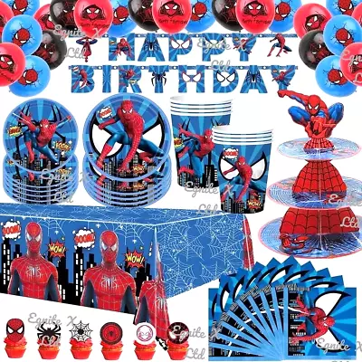 Spiderman Birthday Party Tableware Decorations Supplies Children Kids Balloons • £5.24