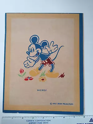 Vintage Early Walt Disney Picture Mickey Mouse + More Art On Back Movie Cartoon • $30