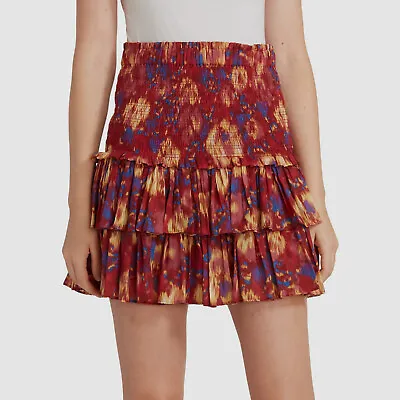 $295 Isabel Marant Étoile Women's Red Smocked Naomi A-Line Skirt Size 38 • $94.38