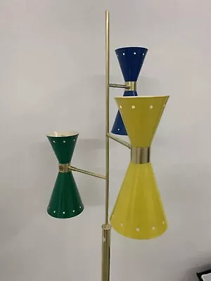 1950's Brass Vintage Diabolo Tripod Floor Lamp Brass Spotlight Sputnik Studio • $1080.43