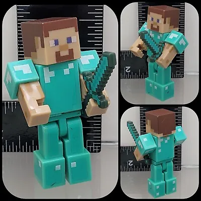 MINECRAFT MINIFIGURE SERIES 1 Overworld Diamond Steve + Sword Mojang 2.75” 2013 • $9.49