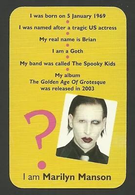 Marilyn Manson - Pop Rock Music Card BHOF • $9.95