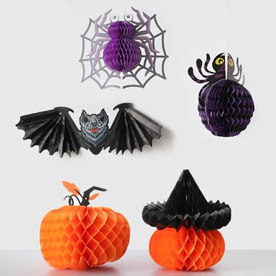 £0.99 • Buy Christmas Paper 3D Honeycomb Spider Pumpkin Bat Spooky Hanging Party Home Decor