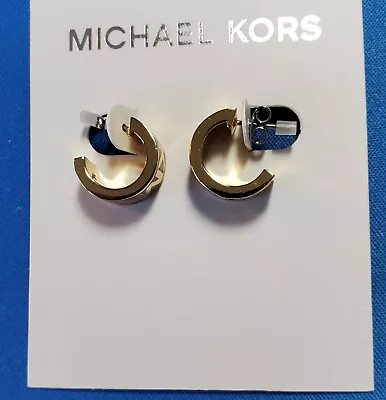 Michael Kors Logo Huggie Earrings Gold- Tone- New • $39.99