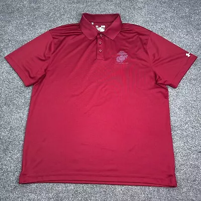 Under Armour USMC Marine Corps Polo Shirt Mens Size XL Red Embroidered Loose Fit • $17.99