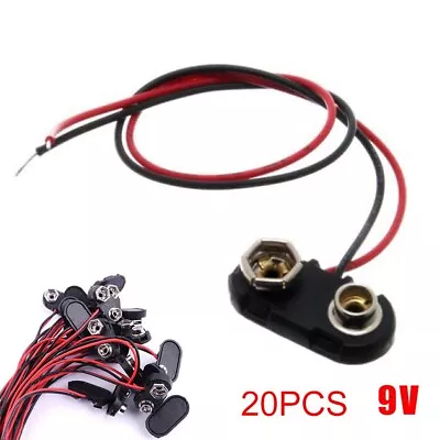 20pcs 9V Snap Battery Clip Connector T Type With Hard Shell And 15cm Cable • $23.06