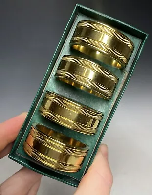 Vintage Set Of 4 Virginia Metalcrafters Brass Napkin Rings Tableware • $18