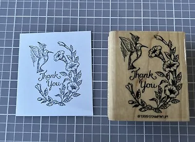 Hummingbird Thank You Rubber Stamp Flowers Floral Morning Glory Glories Flying • $3.99