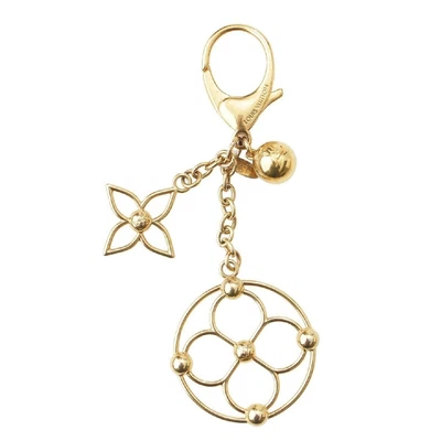 $310 • Buy Auth Louis Vuitton Bloomy Bag Charm Gold M67931 Key Ring Holder Monogram Flower