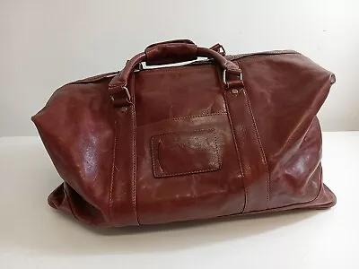 Jacob Brown Leather Holdall Duffle Weekender Bag AC • £33