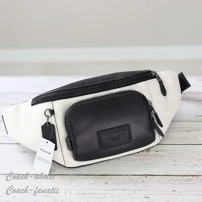 NWT Coach CP014 Track Belt Bag In Colorblock Signature Canvas Chalk/Black • $159.95