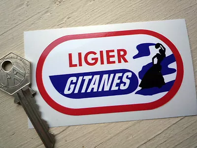 LIGIER GITANES Oval Shaped Coloured Classic Road F1 90mm Racing Car STICKER • £2.50