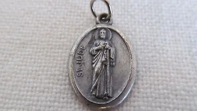 Vintage Silver Tone St. Jude   Pray For Us  Religious Medal Italy Rell • $10