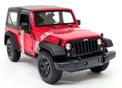 Maisto 1/18 Jeep Wrangler 2014 Soft Top Willy's Red Diecast Scale Model Car • £39.99