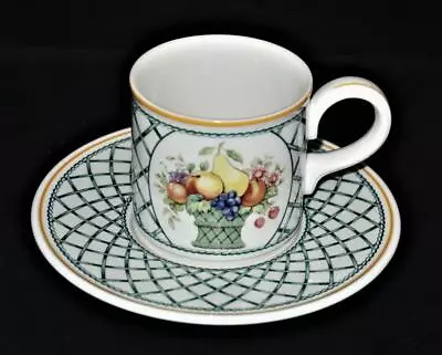 Villeroy & Boch BASKET Brown Backstamp 2 3/4  Tall Cup & Saucer Set • $17.99