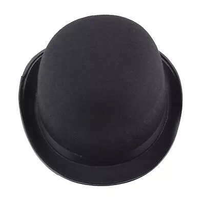 Black Bowler Hat Unisex Bonnet Felt Hats Victorian Hats Costumes Dress Ups • $21.69