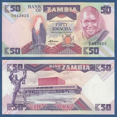 $1.85 • Buy 50 KWACHA UNC BANKNOTE  FROM  ZAMBIA 1986-88  PICK-28 Mint UNC FREE SHIPPING