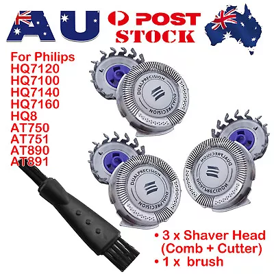 $9.59 • Buy 3X Shaver Electric Razor Blades Heads Cutter Replacement For Philips HQ8 AT890 Z