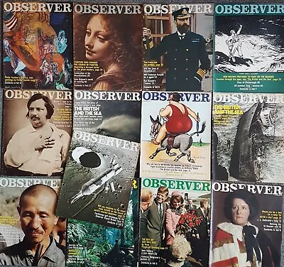 Observer Magazine 1973 - 1974 Bundle / Job Lot - 13 Issues • £19.50