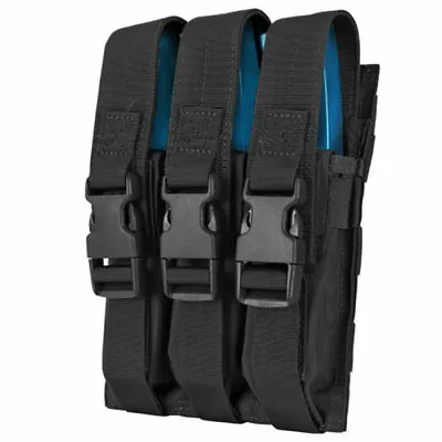 Black MOLLE Buckled Closure Triple Airsoft MP5 Mag Pouch • $22.50