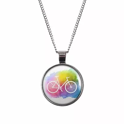 Mylery Necklace With Motif Bicycle Retro Vintage Colourful White Water Silver Od • $26.58