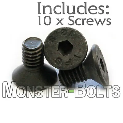 (10) M4 X 8mm - Flat Head Socket Caps Screws 12.9 Alloy Steel Blk Ox DIN 7991 • $5.05