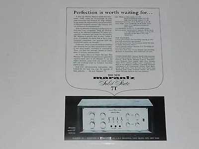 Marantz 7t 1966 Ad 1 Page Specs Article Info Spectroscope • $9.99