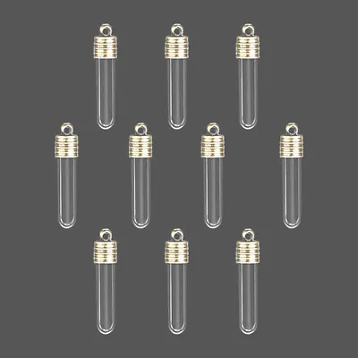 10PC Clear Mini Empty Glass Bottle Wish Pendant Necklace Vial Jewelry Xmas Craft • $9.11